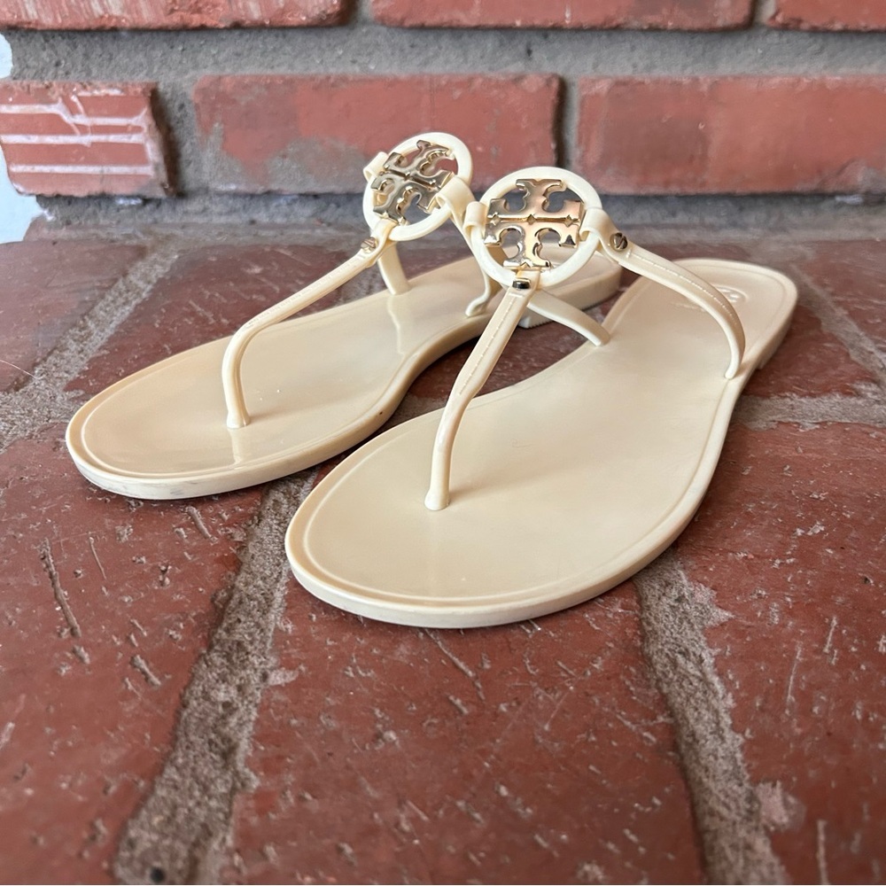 Tory Burch Mini Miller Medallion Jelly Flats in Light Yellow Sz 11